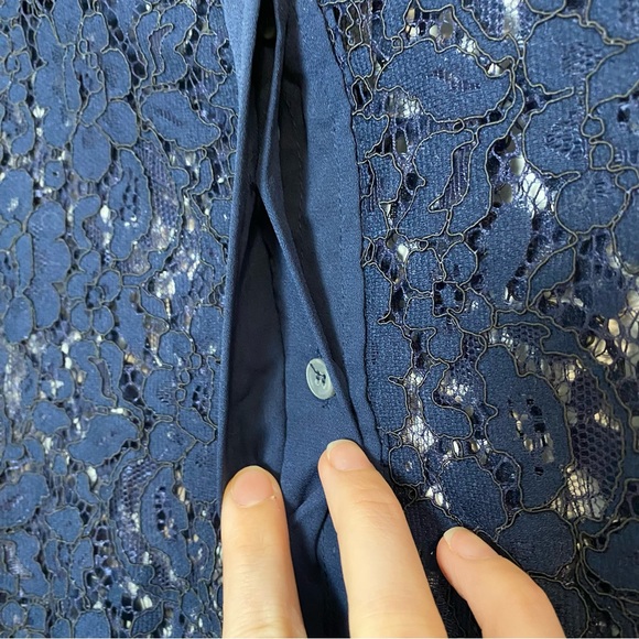 J. Crew Navy Lace Long Sleeve Top - Picture 4 of 7